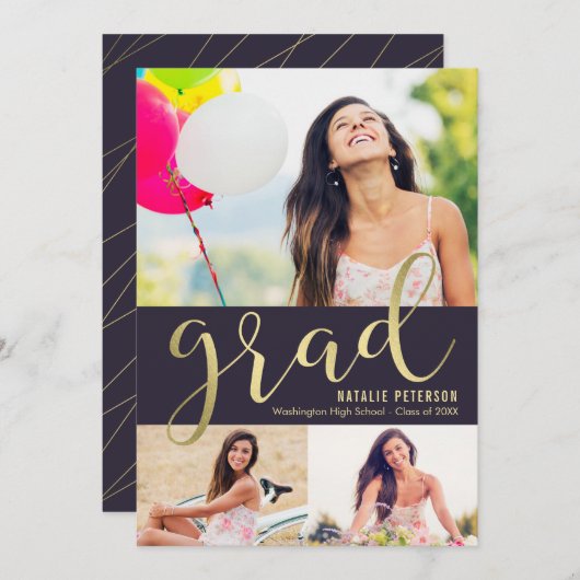 Graceful Glow EDITABLE COLOR Afstuderen Kaart (Voorkant / Achterkant)