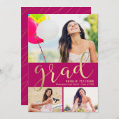 Graceful Glow EDITABLE COLOR Afstuderen Photo Card Aankondiging (Voorkant / Achterkant)
