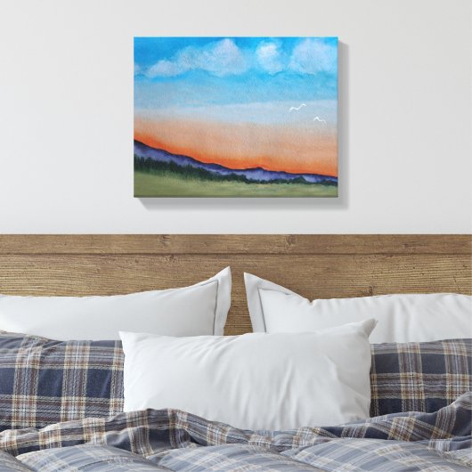 Graceful Glowing Sunset Hills Canvas Afdruk (Insitu (Slaapkamer))