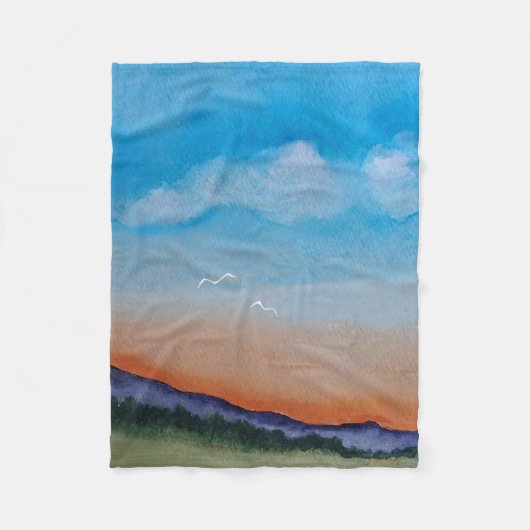 Graceful Glowing Sunset Hills Fleece Deken (Voorkant)