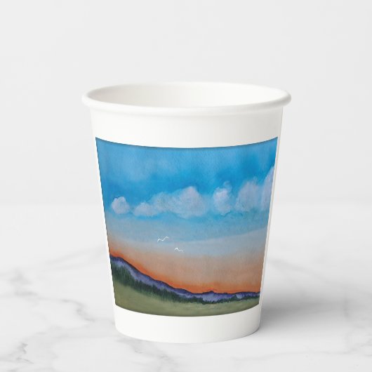 Graceful Glowing Sunset Hills Papieren Bekers (Achterkant)