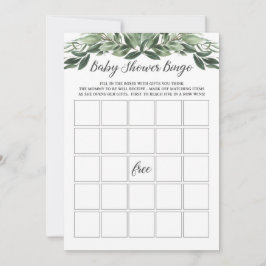 Graceful Greenery Baby shower Bingo Game Kaart