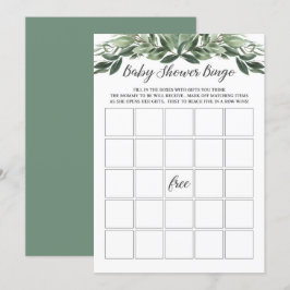 Graceful Greenery Baby shower Bingo Game Kaart