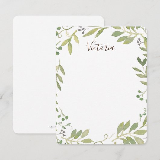 Graceful Greenery Flat Note Card Notitiekaartje (Voorkant / Achterkant)