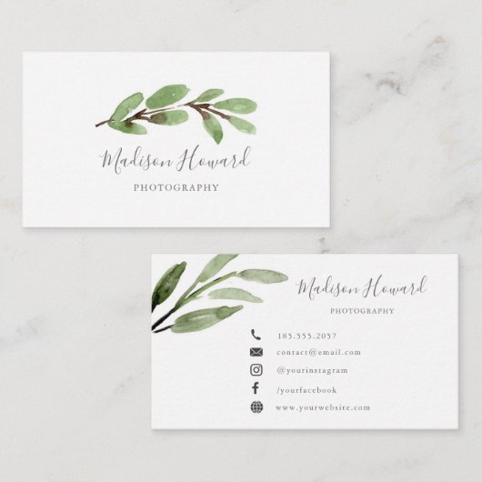 Graceful Greenery Minimal Visitekaartje (Voorkant / Achterkant)