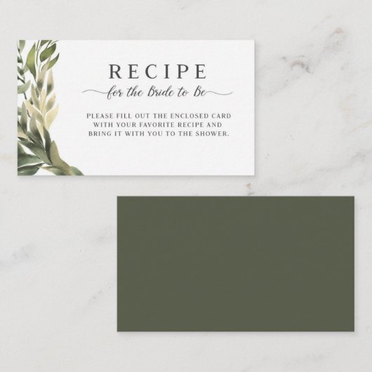 Graceful Greenery Recipe for the Bride to be Informatiekaartje (Voorkant / Achterkant)