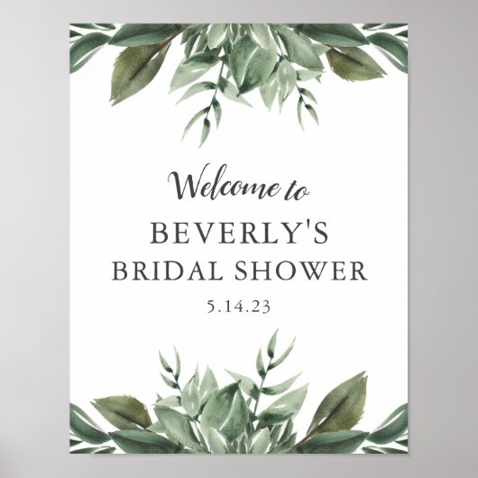 Graceful Greenery Vrijgezellenfeest Welcome Sign Poster (Voorkant)