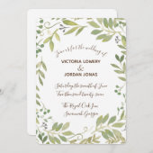 Graceful Greenery Wedding Invitation Kaart (Voorkant / Achterkant)