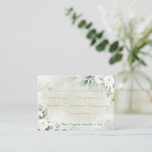 Graceful Greenery Wedding RSVP Informatiekaartje (Staand voorkant)