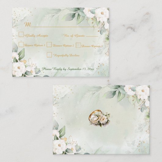 Graceful Greenery Wedding RSVP Informatiekaartje (Voorkant / Achterkant)