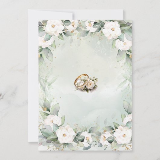 Graceful groen bruiloft flat Save The Date Kaart (Achterkant)