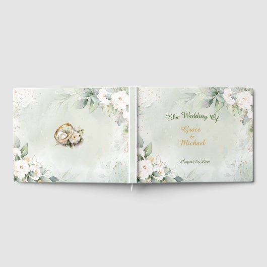 Graceful groen bruiloft gastenboek (Volledig)