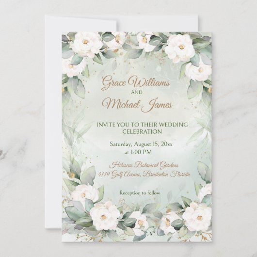 Graceful groen bruiloft kaart (Voorkant)