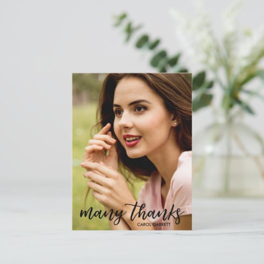 Graceful hand Lettered Afstuderen Dank u Briefkaart (Staand voorkant)