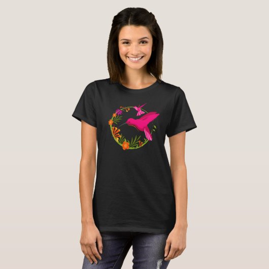 Graceful Hummingbird in Flight Colorful T-shirt (Voorkant volledig)