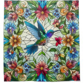 Graceful Hummingbird met Glas in lood Effect Douchegordijn (Voorkant)