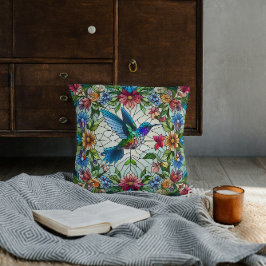 Graceful Hummingbird met Glas in lood Effect Kussen