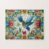 Graceful Hummingbird met Glas in lood Effect Legpuzzel (Horizontaal)