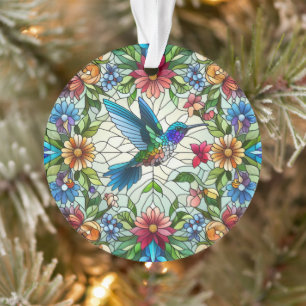 Graceful Hummingbird met Glas in lood Effect Ornament