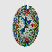Graceful Hummingbird met Glas in lood Effect Ornament (voorkant)