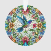 Graceful Hummingbird met Glas in lood Effect Ornament (voorkant)