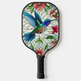 Graceful Hummingbird met Glas in lood Effect Pickleball Paddle