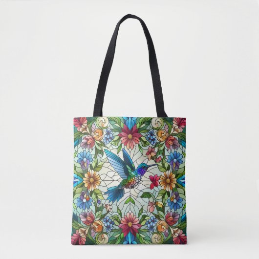 Graceful Hummingbird met Glas in lood Effect Tote Bag (Voorkant)