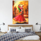 Graceful Indiase danser in levendige kleding Canvas Afdruk (Insitu (Slaapkamer))