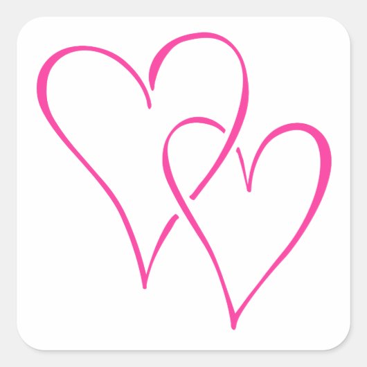 Graceful Interlocking Pink Hearts Vierkante Sticker (Voorkant)