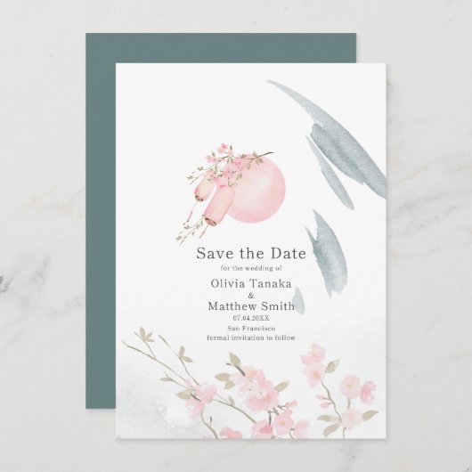 Graceful Japans Boat in Moonlight Save The Date (Voorkant / Achterkant)