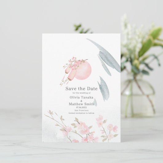 Graceful Japans Boat in Moonlight Save The Date (Staand voorkant)