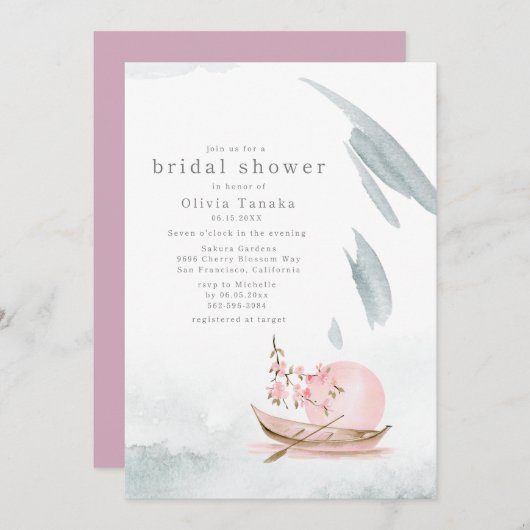 Graceful Japanse boot in het Vrijgezellenfeest van Kaart (Voorkant / Achterkant)