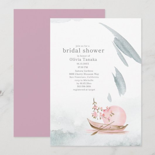 Graceful Japanse boot in het Vrijgezellenfeest van Kaart (Voorkant / Achterkant)