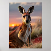 Graceful Kangaroo bij zonsondergang Poster (Voorkant)