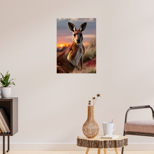 Graceful Kangaroo bij zonsondergang Poster (Woonkamer 3)