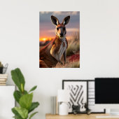 Graceful Kangaroo bij zonsondergang Poster (Thuiskantoor)