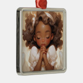 Graceful Kerstmis Zwarte Engel Guardian Metalen Ornament (Rechts)