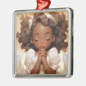 Graceful Kerstmis Zwarte Engel Guardian Metalen Ornament (Links)