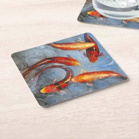 Graceful Koi I Kartonnen Onderzetters (Schuin)