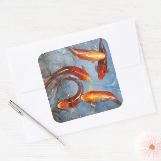 Graceful Koi I Vierkante Sticker (Envelop)