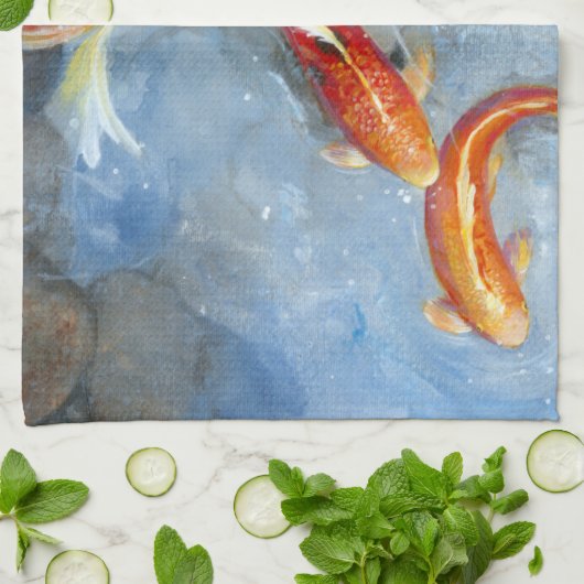 Graceful Koi II Theedoek (Gevouwen)