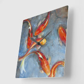 Graceful Koi II Vierkante Klok (Hoek)