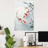 Graceful Koi: Serene Water Garden Illustratie Poster (Thuiskantoor)