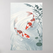 Graceful Koi: Serene Water Garden Illustratie Poster (Voorkant)