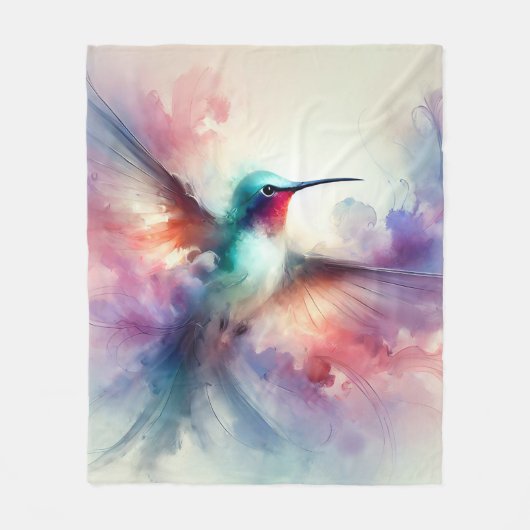 Graceful kolibrie in Waterverf Fleece Deken (Voorkant)
