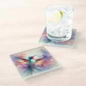 Graceful kolibrie in Waterverf Glazen Onderzetter (Schuin)