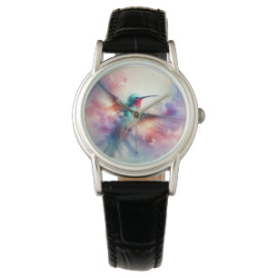 Graceful kolibrie in Waterverf Horloge