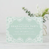Graceful Lace Afstudeerder Party Invitation Kaart (Staand voorkant)
