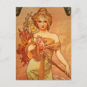Graceful Lady met Flowers  Briefkaart