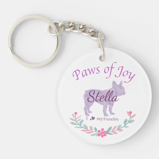 Graceful Lavender French Bulldog | Personalized Sleutelhanger (Voorkant)